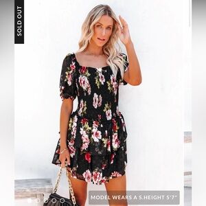 Vici Black Floral Mini Dress